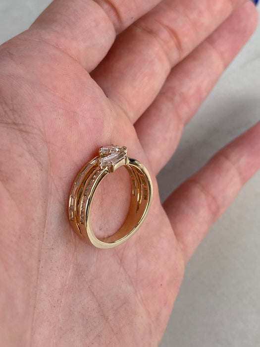 14K Double Lab Coffin Diamond Ring