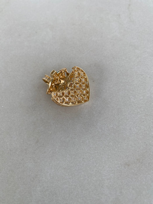Vintage 18K Gold Natural Diamond Purse Articulating Charm