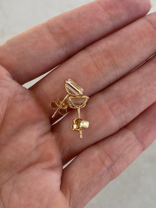 14K Emerald-Cut Lab Diamond Stud Earrings — 2.19 TCW