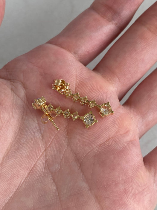 Vintage 18K Gold 1.46 TCW Natural Diamond Drop Earrings