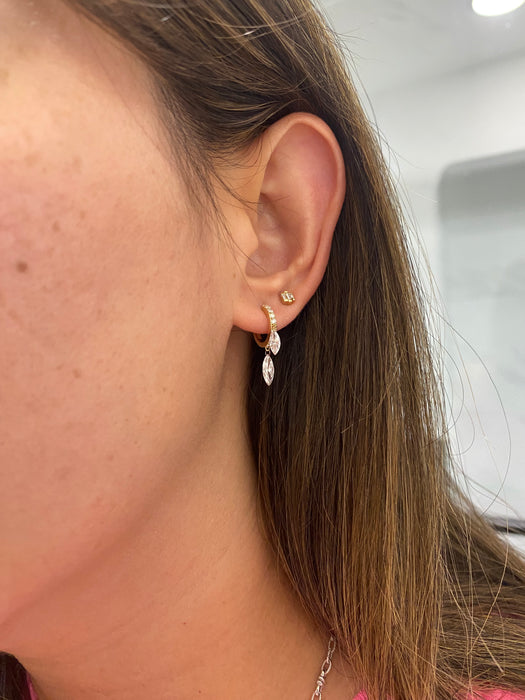 14K 1.5 TCW Lab Diamond Marquise Drop Huggie Earrings
