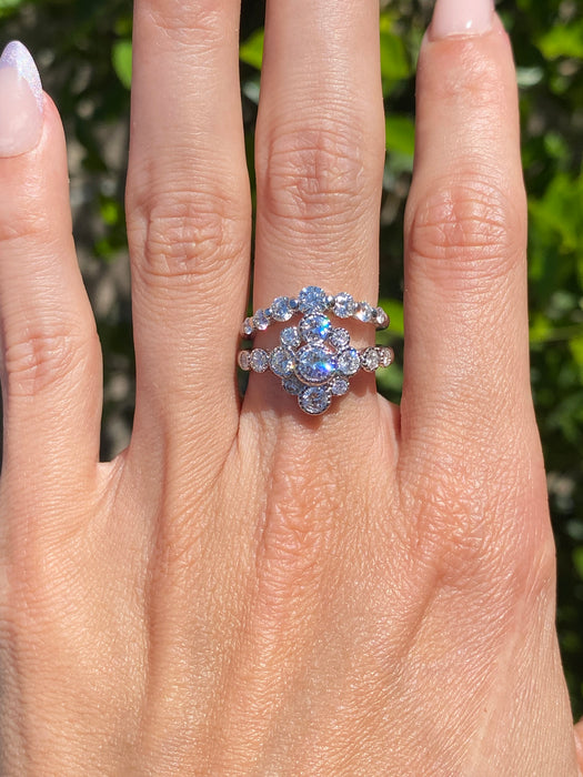 Vintage Platinum 900 Diamond Floral Ring
