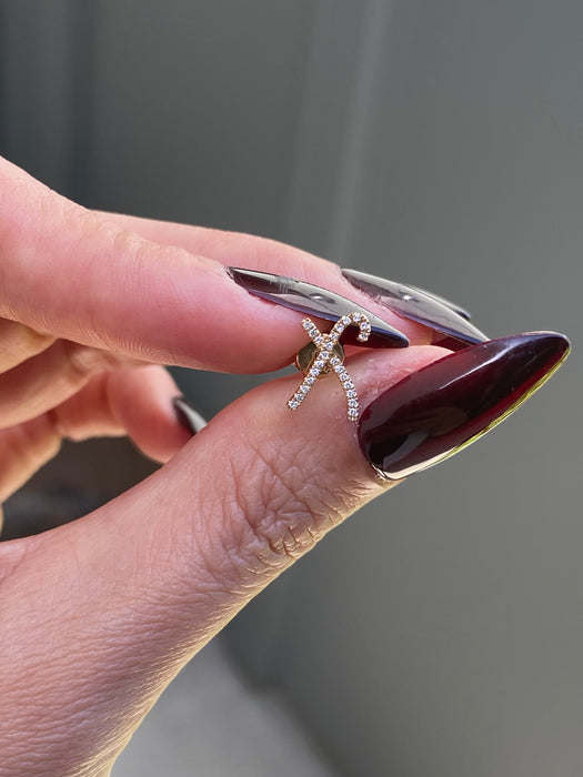 14k single earring diamond letter initial stud