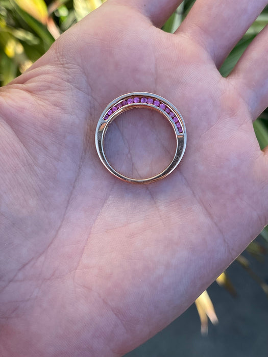 18k rose gold diamond sapphire ring size 9.25