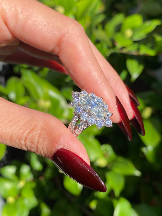 Platinum 900 3.83 tcw marquise diamond ring size 7