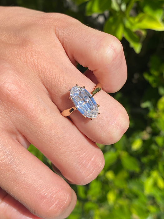 14K Gold 3.50 Carat IGI Certified Lab Diamond Moval Solitaire Ring