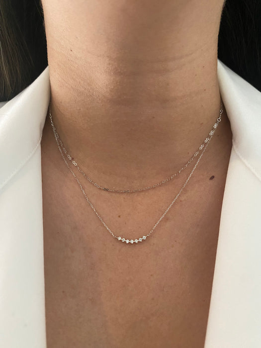 Platinum diamond double stand necklace 15”