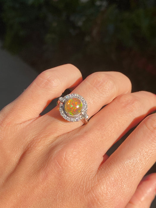 Platinum 850 opal diamond ring size 4.75