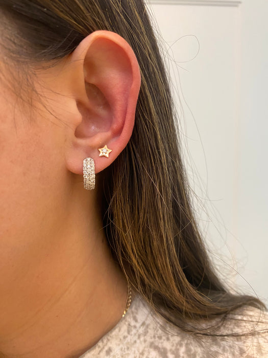 Platinum 950 1 carat triple row diamond hoop earrings