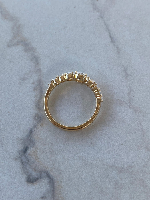 14K Gold Graduated Rose Cut Lab Diamond Ring