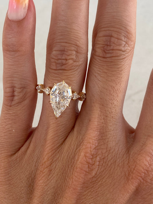 14K 3.51 TCW Step-Cut Pear Lab Diamond Ring