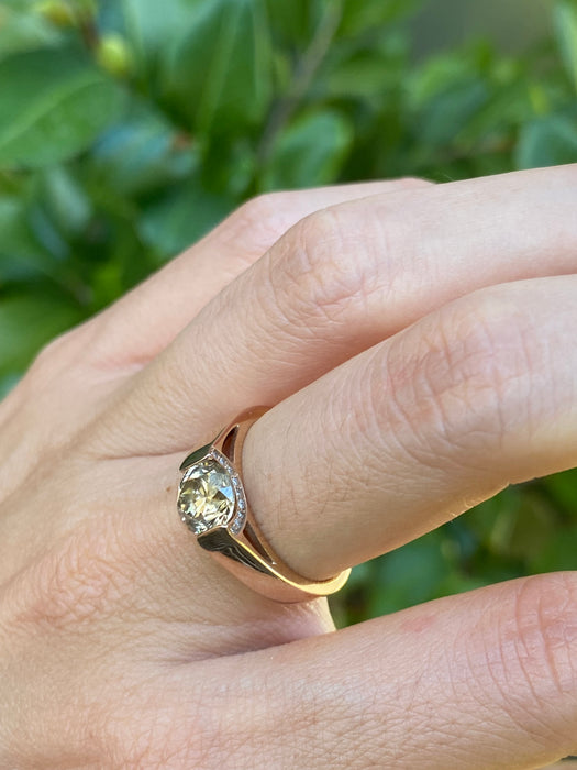 18k rose gold brown diamond ring size 6