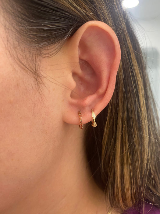 14K Natural Garnet Huggie Earrings