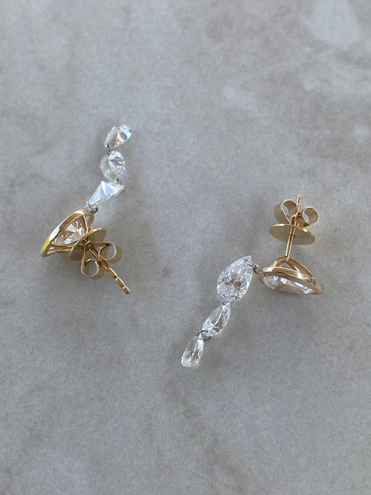 14K Gold 5.13 Carat Floating Pear Lab Diamond Drop Earrings