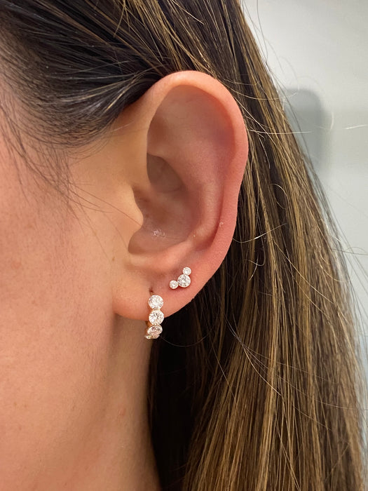 14K 1.36 TCW Lab Diamond Invisible Set Huggie Earrings