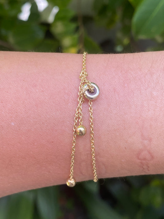 10K Gold Bolo Pull Bracelet with 1 Carat Natural Diamonds