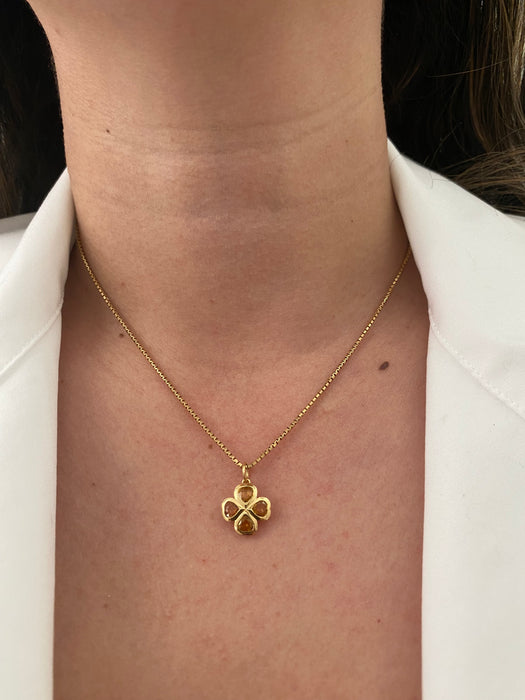 14K Gold Yellow Sapphire Clover Pendant