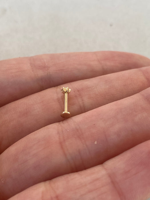 14K Lab Diamond Star Single Flat Back Stud Earring