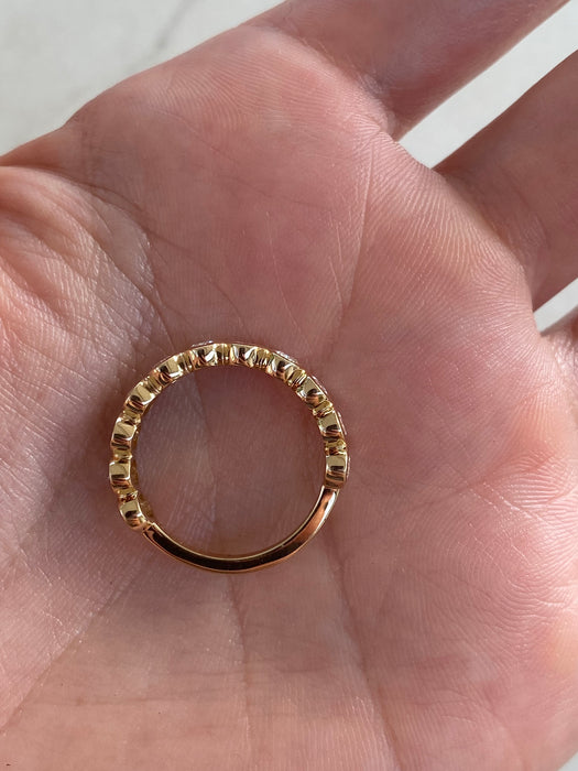 14K Gold Bezel Set Oval Lab Diamond Band Ring