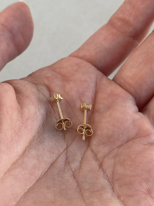 14K Gold Baguette Lab Diamond Stud Earrings