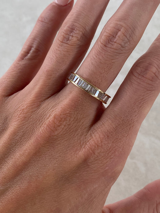 Vintage 14K Gold 3 Carat Natural Baguette Diamond Eternity Ring