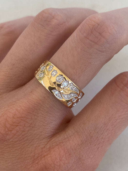 14K Natural Diamond Bluebell Flower Ring