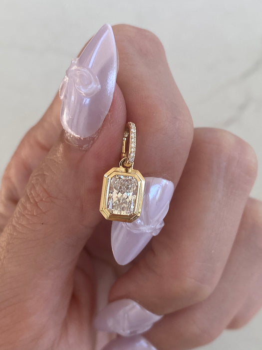 14K Gold Double Bezel Lab Diamond Radiant Cut Pendant | 1.04 CTW