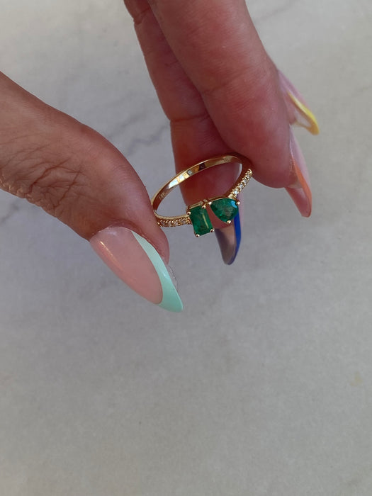 14K Emerald & Diamond Ring