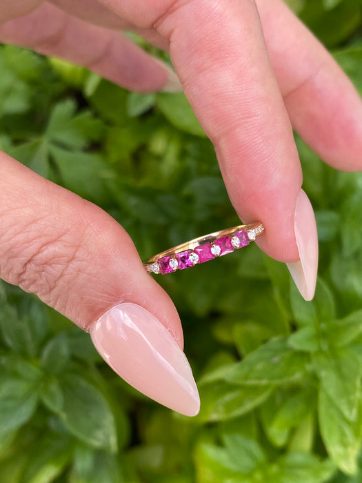 14K Ruby & Diamond Band Ring