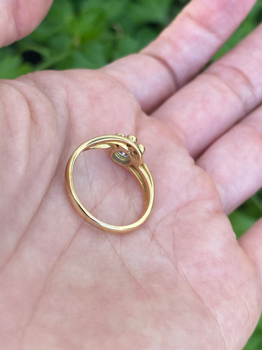 Vintage 18K Gold Bezel Diamond Ring Size 6.75