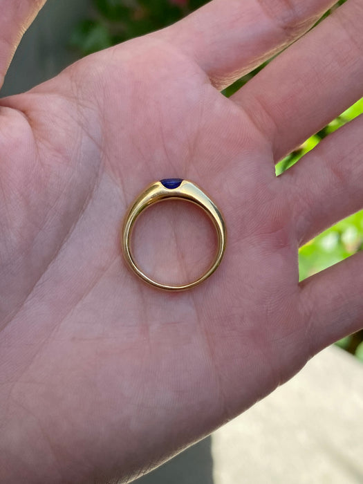 18K Gold Blue Sapphire Donut Ring