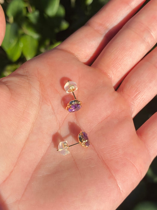 18k amethyst stud earrings