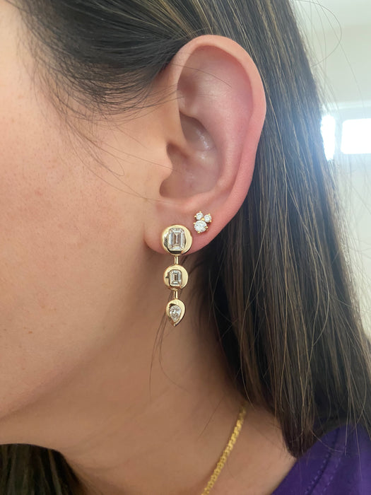 14k lab 2.2 carats diamond chunky bezel set earrings