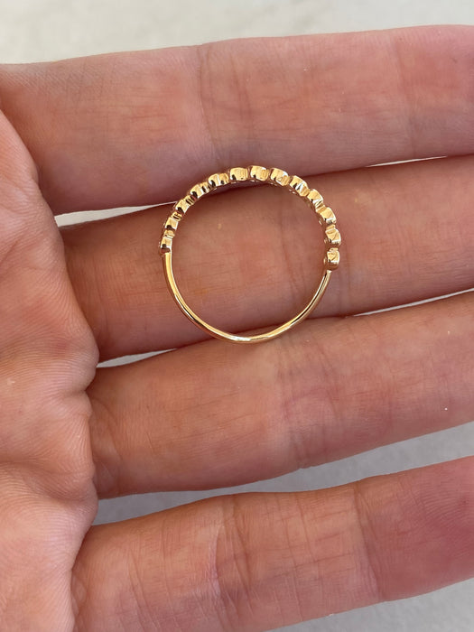 14K Gold Curved Lab Diamond Bezel Band Ring
