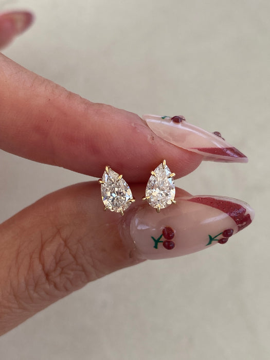 14K Pear Lab Diamond Stud Earrings – 1.3 CTW