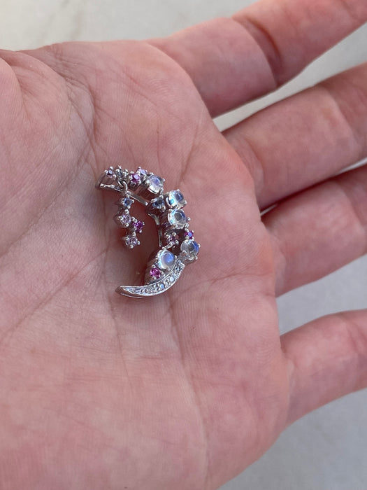 Vintage 18K White Gold Crescent Moon Charm