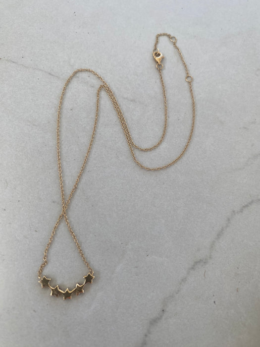 14K Gold Ruby & Diamond Flower Bar Necklace