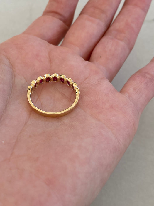 14K Gold Ruby Bezel Set Half Eternity Ring
