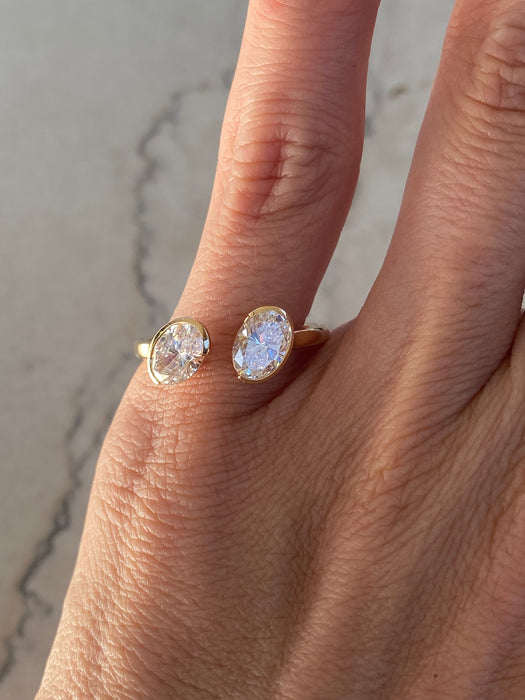 14K Gold Open 1.39 TCW Oval Lab Diamond Ring