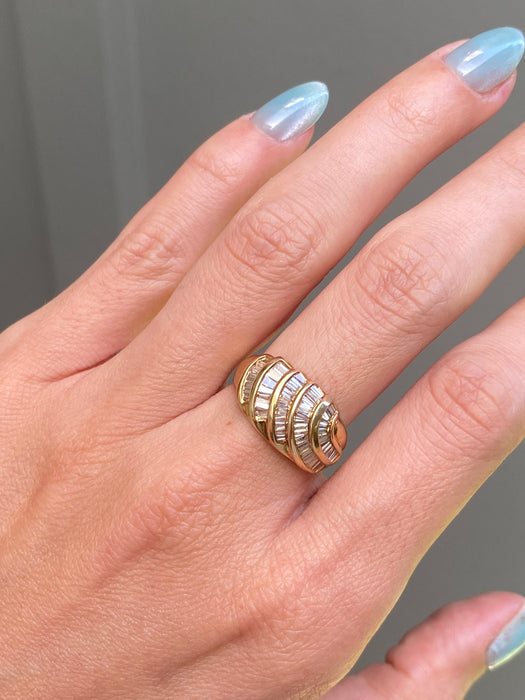 18k diamond baguette ring size 6.75
