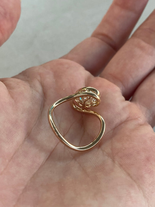14K 2 Carat Wavy Oval Lab Diamond Ring