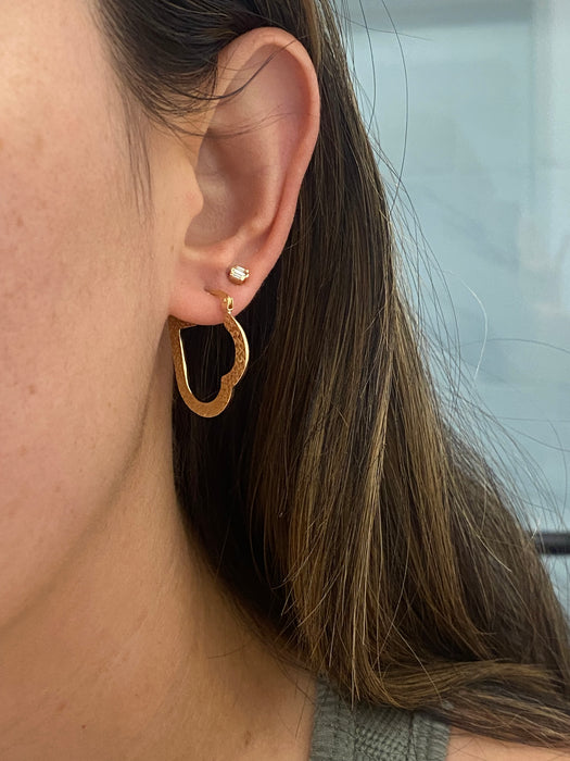 14K Gold Heart Hoop Earrings