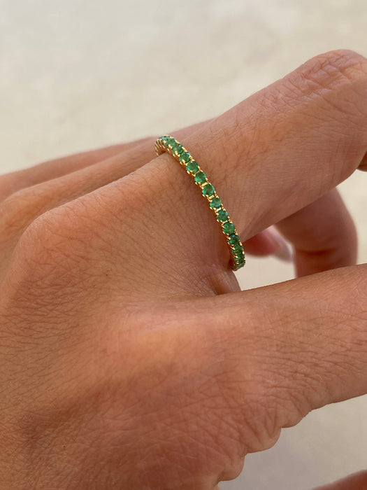 14K Gold Emerald Eternity Ring
