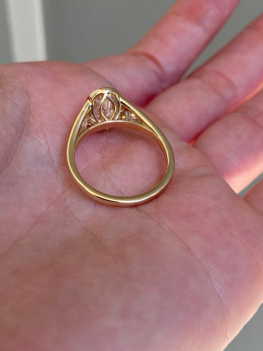 14K Gold 2.69 Carat Oval & Pear Lab Diamond Ring