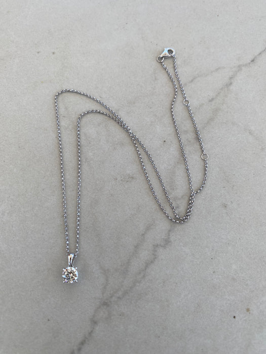 14K White Gold 0.6 TCW Lab Diamond Solitaire Necklace