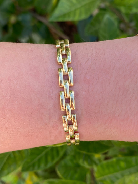 18k panther link bracelet