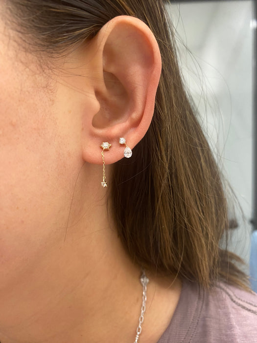 14K Lab Diamond Invisible Set Drop Pear Earrings – 0.78 CTW
