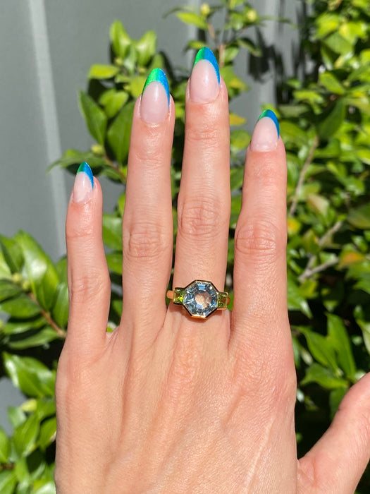 18k green amethyst peridot ring size 6.5