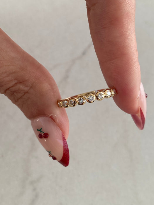 14K Gold Bezel Set Round Lab Diamond Band Ring