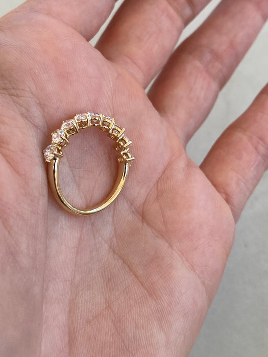 14K Gold Round & Pear Lab Diamond Half Eternity Ring